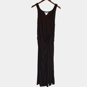 Lucky Brand sleeveless v-neck jerey knit black maxi dress size xl